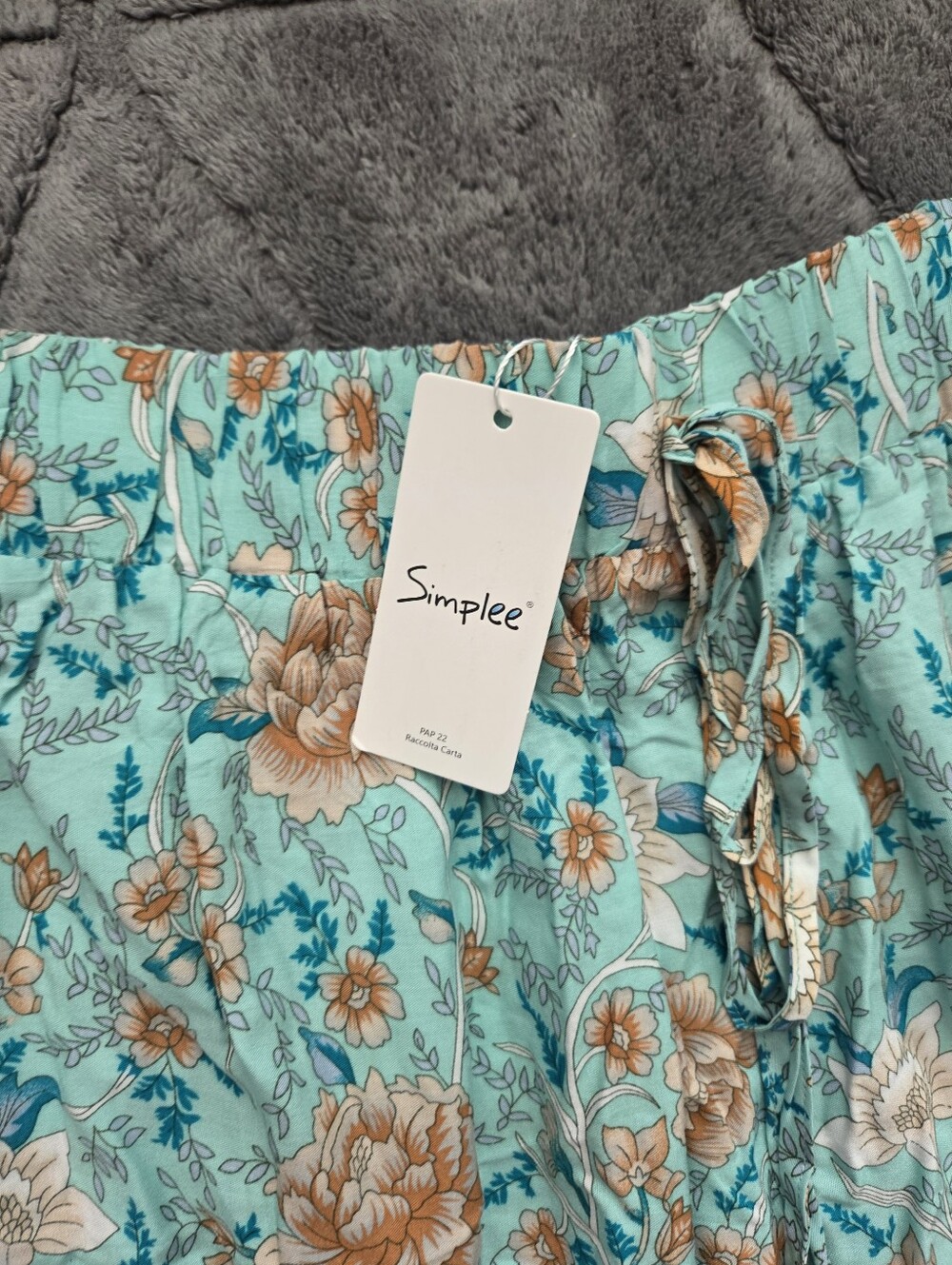 Simplee Plus Teal & Tan Floral Tiered Maxi Skirt Boho Hippie Western Summer 1X - Picture 4 of 6